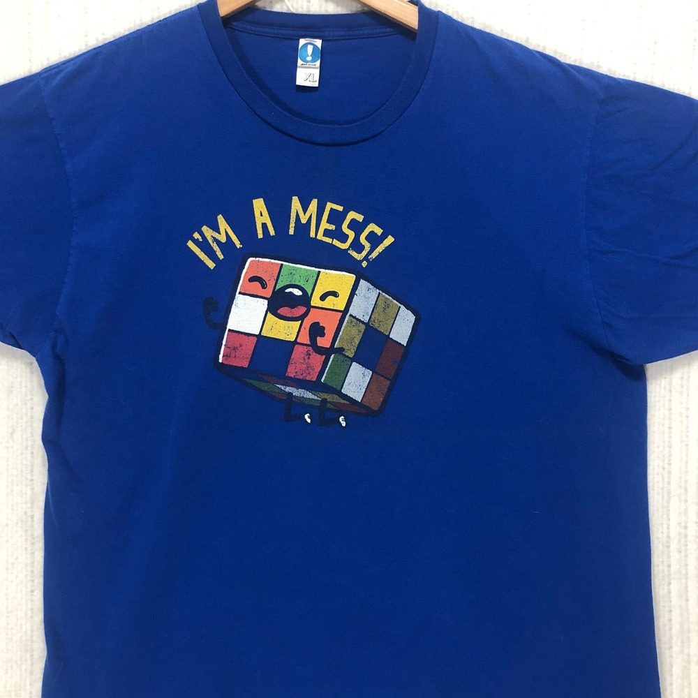 Shirt.Woot I'm A Mess Rubik's Cube Graphic Tee Blue Mens XL Short Sleeve T-Shirt